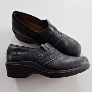 Women's Black Slip-On Leather Work Shoes Safety Toe Ariat 11 Clogs